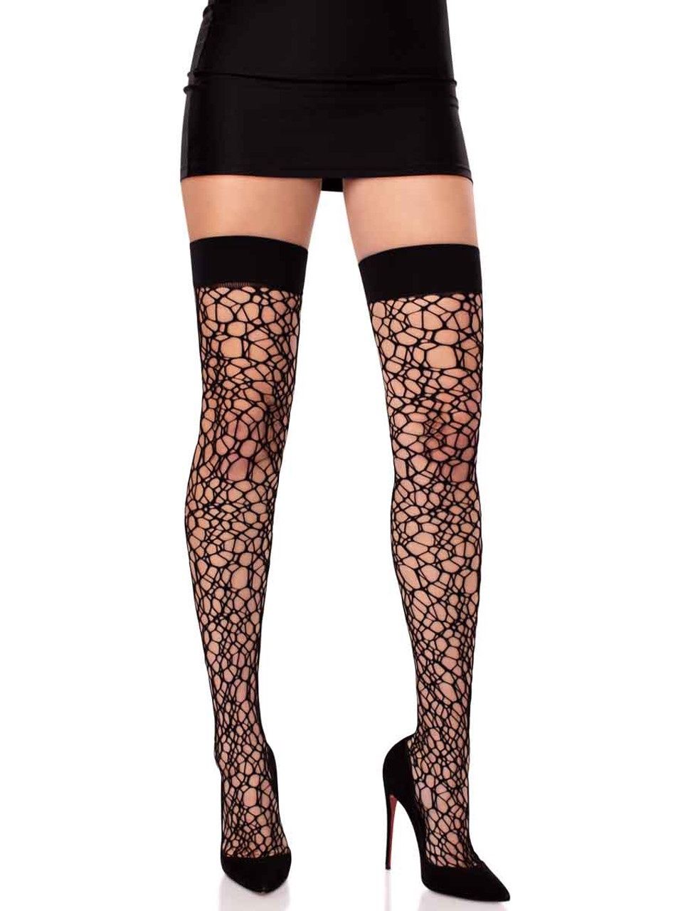 Bas Thigh Hi motif Craquelures Noir / LA6226