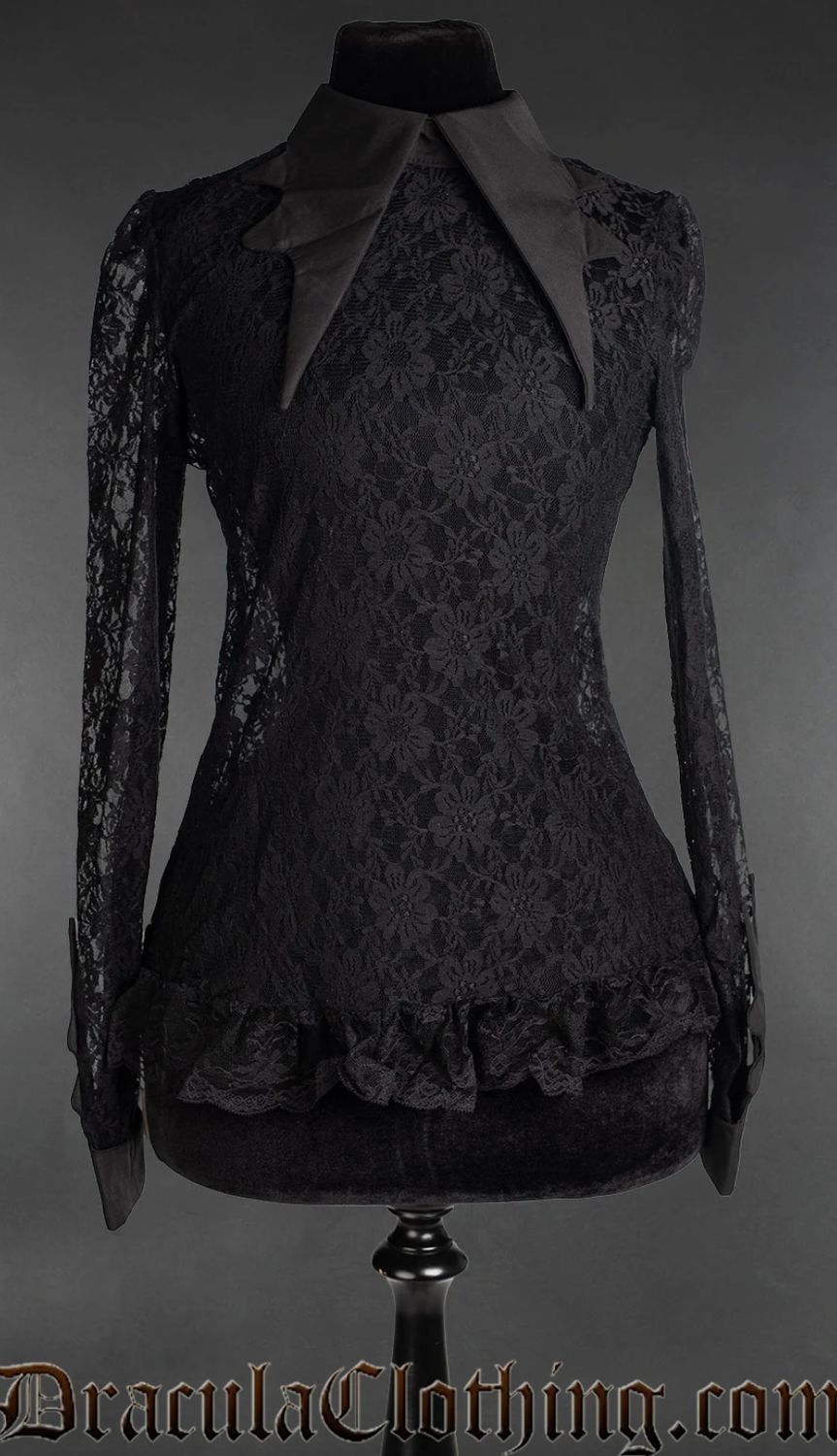 Blouse Bat Collar Lace