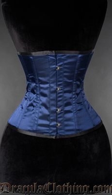 Corset Waspie Satin Bleu