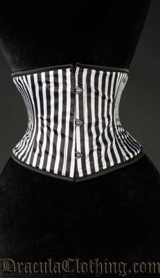 Corset Underbust Waist Cincher Rayé Noir &amp; Blanc
