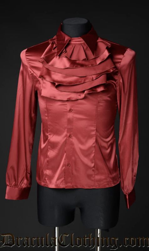 Chemise noire 100% coton luxe satiné - croix des Templiers brodée rouge