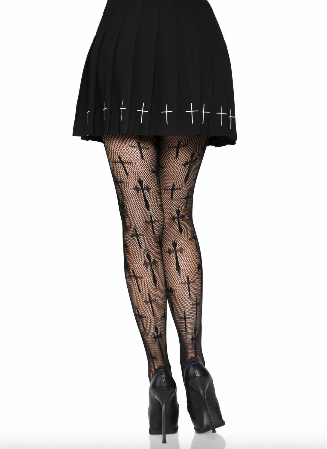Worship Me Cross Net Tights / LA9753BK