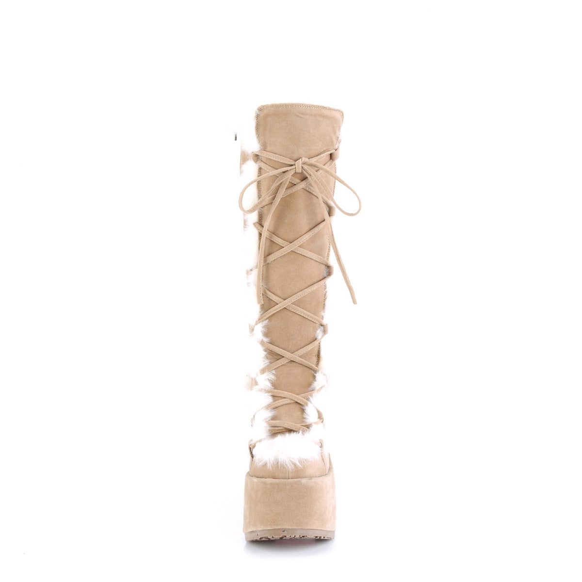 Fluffy Knee-high Heeled Platform Boots CAM-311/CL/VS [BROWN]