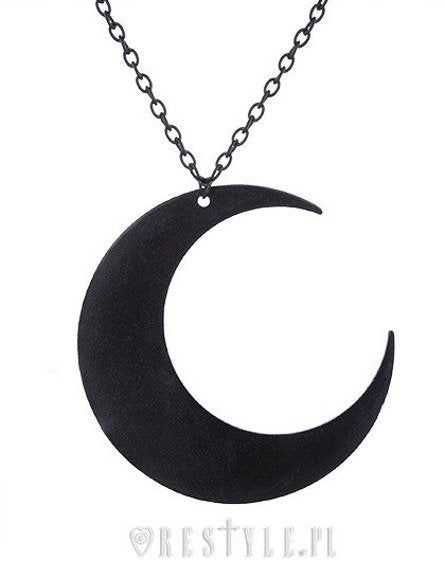 Crescent Moon Textured Necklace [BLACK]