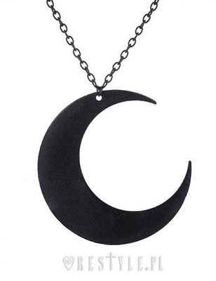 Crescent Moon Textured Necklace [BLACK]