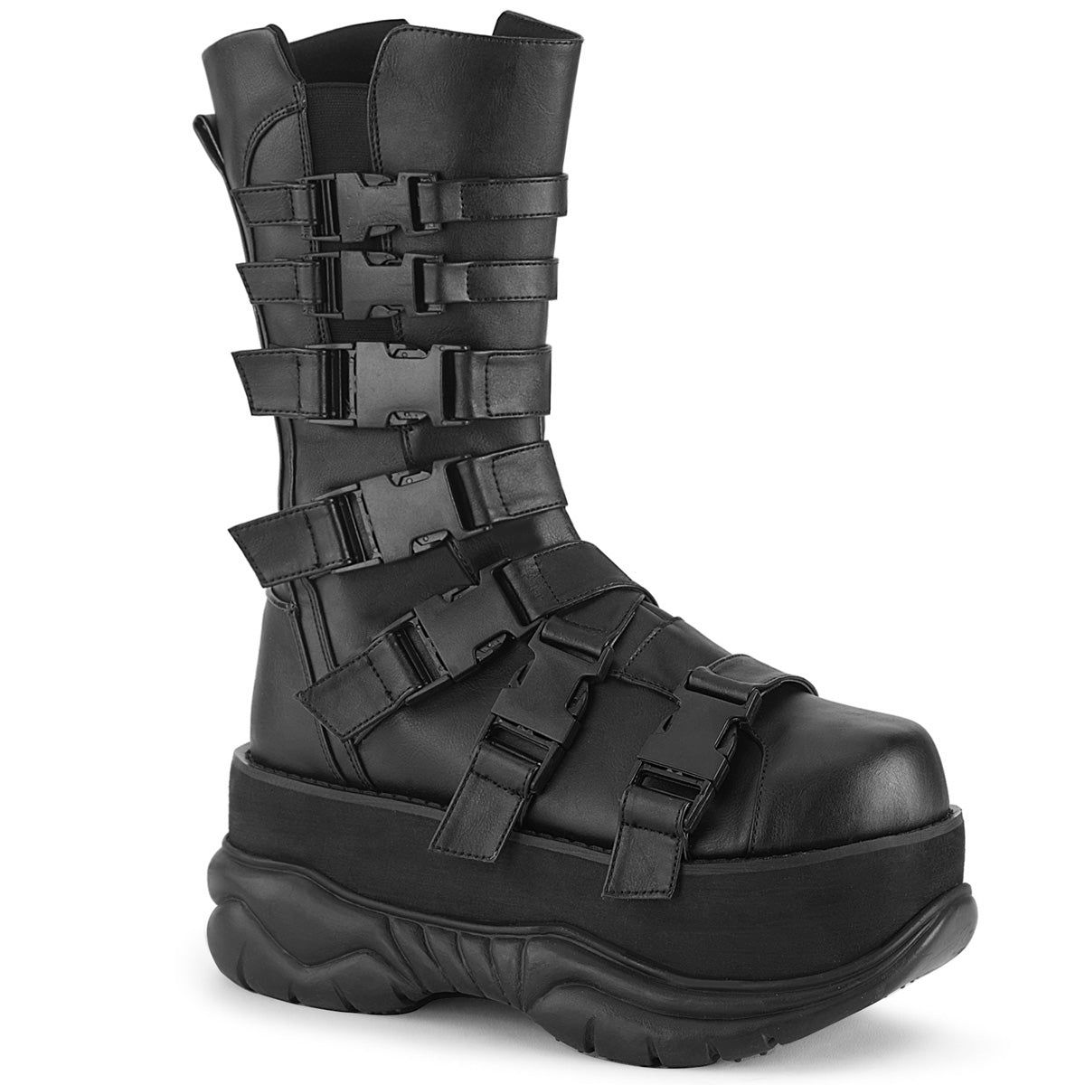 Black Cyber Multi-Strap Platform Boots - NEP-210/BVL