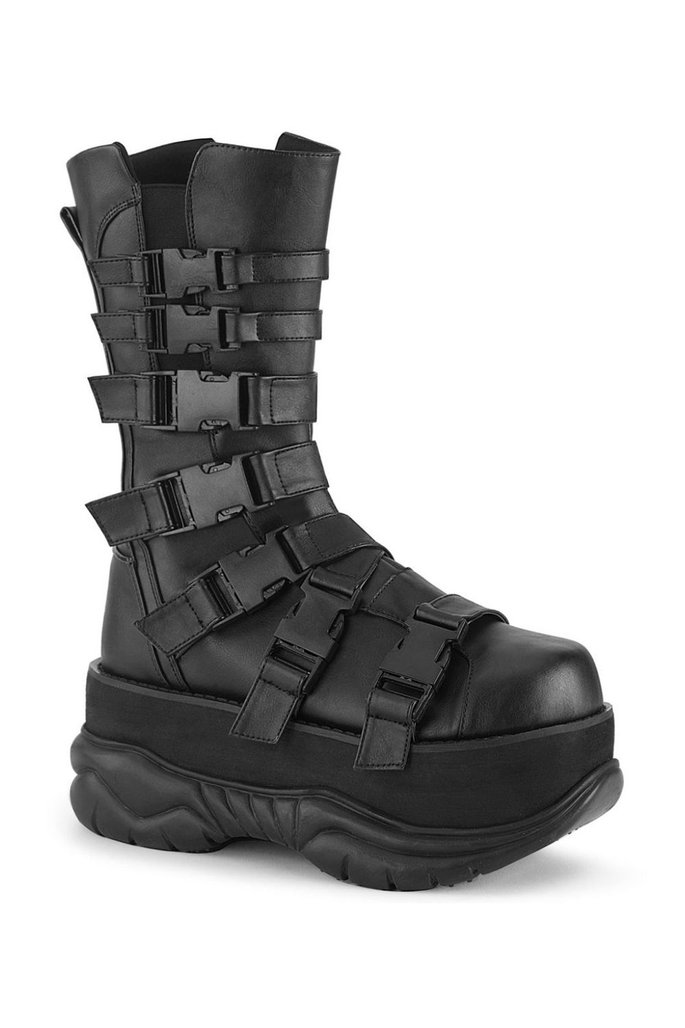 Black Cyber Multi-Strap Platform Boots - NEP-210/BVL