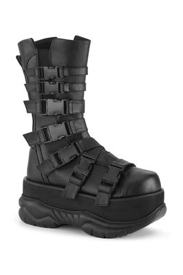 Black Cyber Multi-Strap Platform Boots - NEP-210/BVL