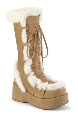 Mid-calf Fluffy Boots CUB-311/CLVS [BROWN]
