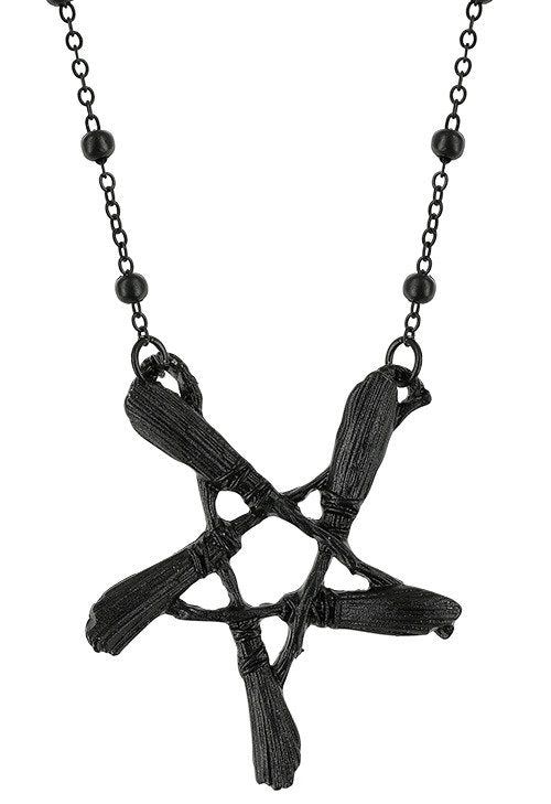 Broom Pentagram Necklace [BLACK]