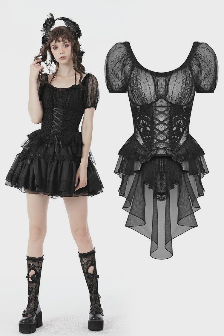 See-through High Low Lace Top TW409