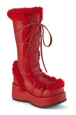 Mid-calf Fluffy Boots CUB-311/RVL [RED]