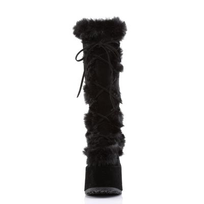 Fluffy Knee-high Heeled Platform Boots CAM-311/B/SUE