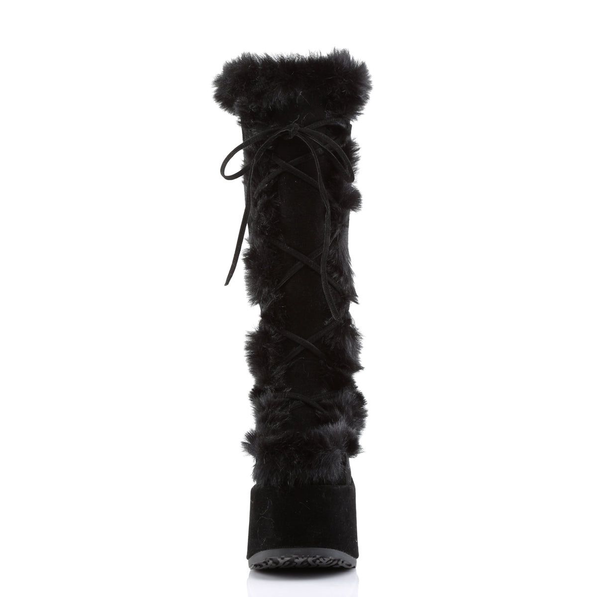 Fluffy Knee-high Heeled Platform Boots CAM-311/B/SUE