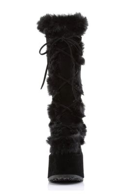 Fluffy Knee-high Heeled Platform Boots CAM-311/B/SUE