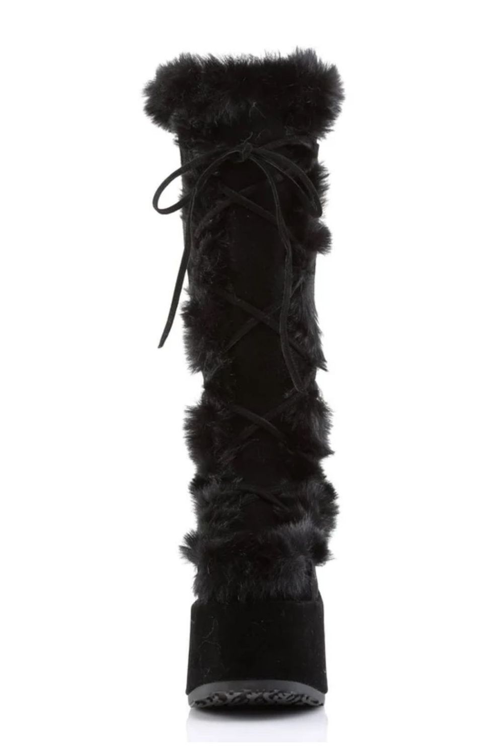 Fluffy Knee-high Heeled Platform Boots CAM-311/B/SUE