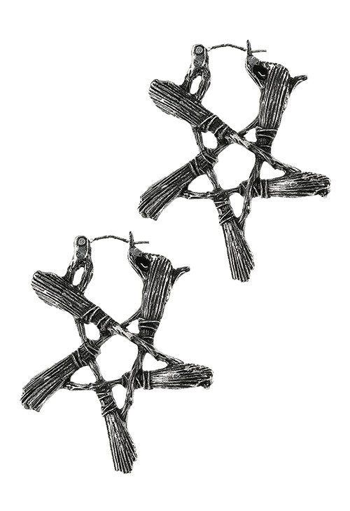 Broom Pentagram Earrings [SILVER]