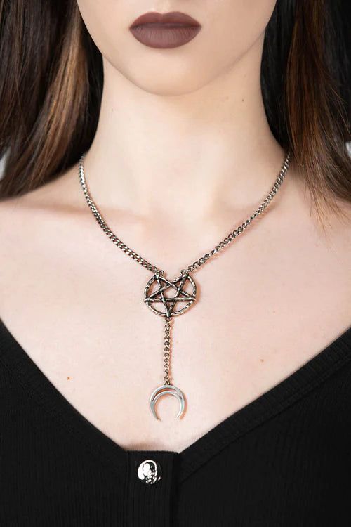 Pentagram Moon Drop Necklace