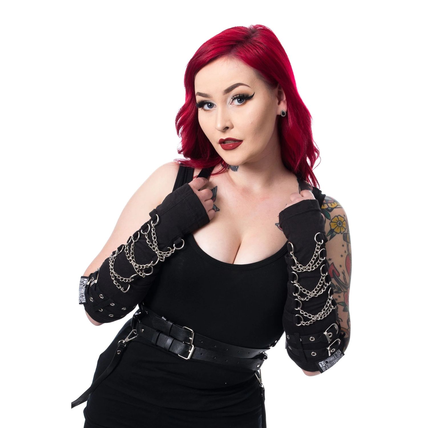 Arch Fingerless Emo Chain Gloves