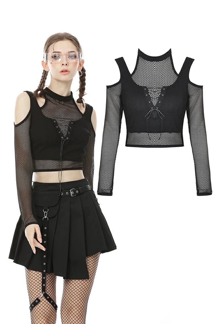 Top with Fishnet Long Sleeves TW304