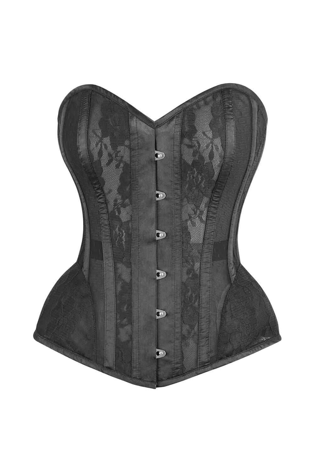 Jerrick Black Lace Steel Boned Overbust Corset - [BC-2269] [PLUS]