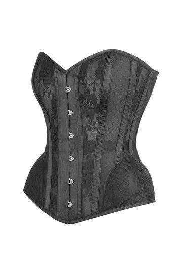 Jerrick Black Lace Steel Boned Overbust Corset - [BC-2269] [PLUS]