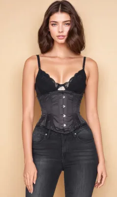 Black Satin Waspie Corset [G-106]