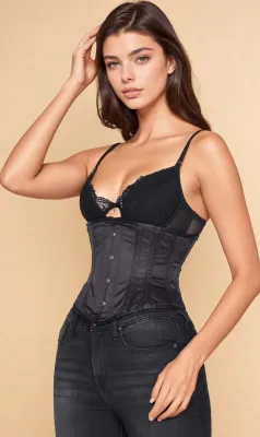Black Satin Waspie Corset [G-106]