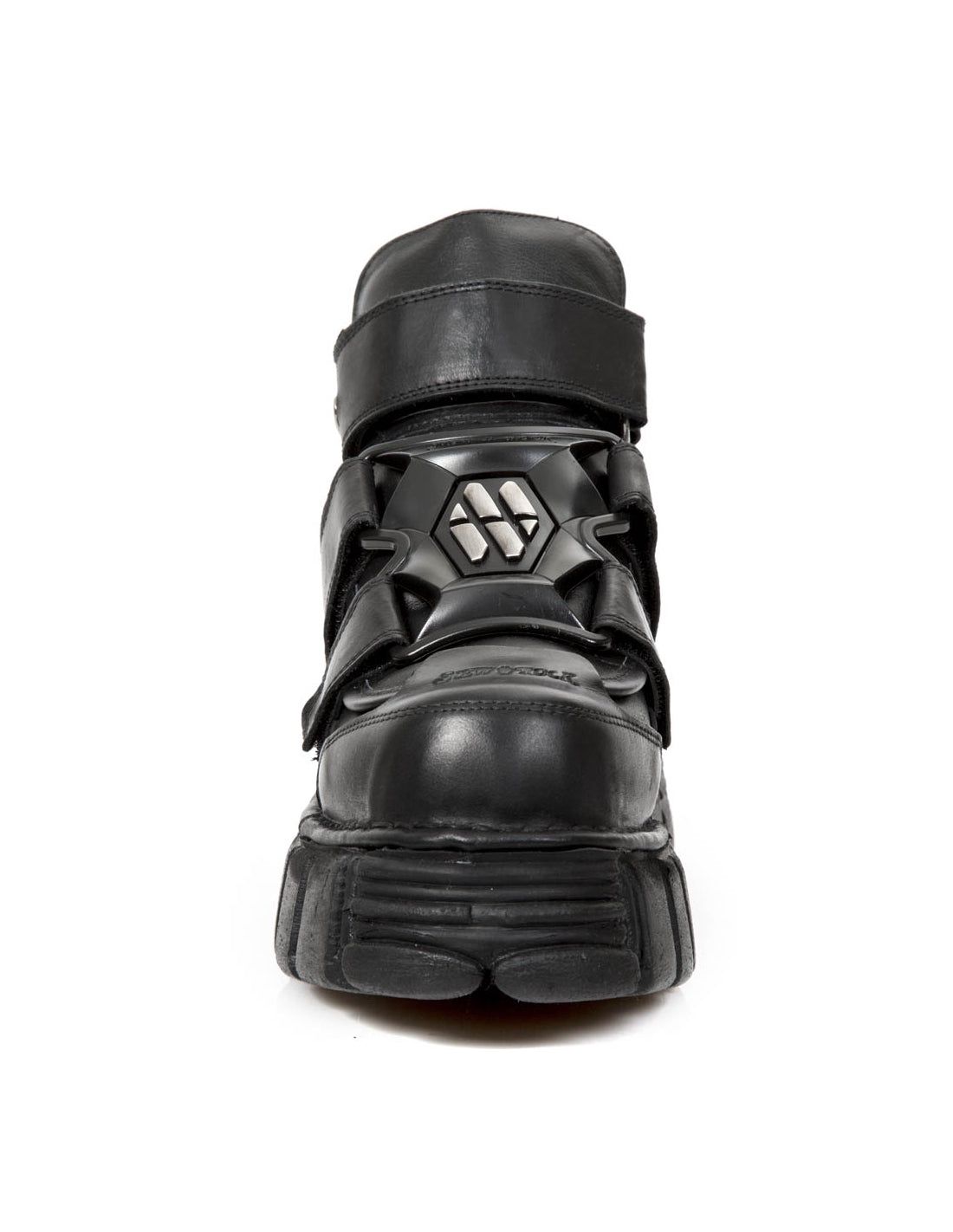 Cyber Metallic Platform Leather Ankle Boots with Velcro Straps - M-285-S41