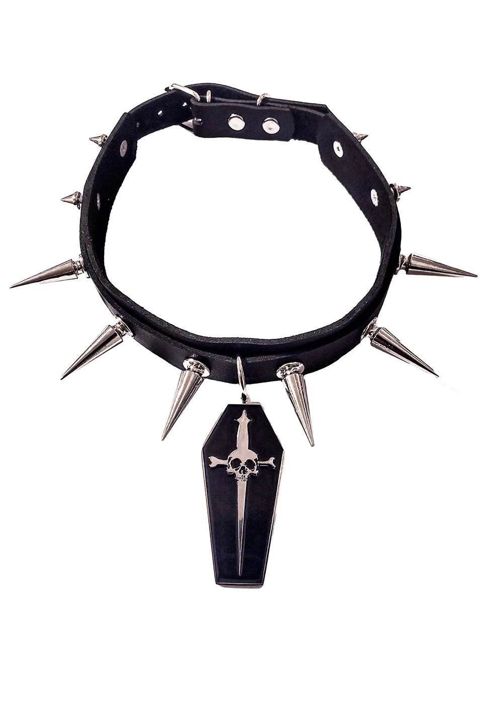 Spiked Choker with Coffin Dagger Pendant [LS-206]