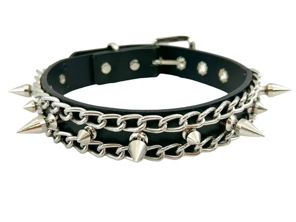 Studs &amp; Chains Choker FCK326 [SILVER]