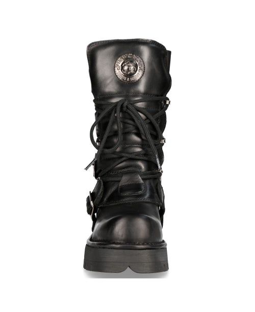 Punk-Rock Metallic Leather Boots with Metal Heel - M-373-S1