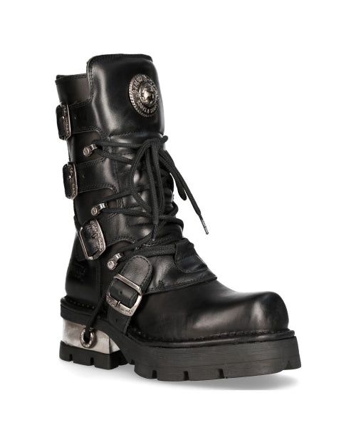 Punk-Rock Metallic Leather Boots with Metal Heel - M-373-S1