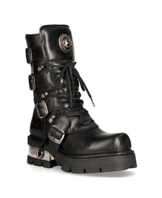 Punk-Rock Metallic Leather Boots with Metal Heel - M-373-S1