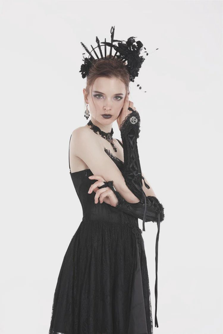 Velvet Gloves with Lace AGL003