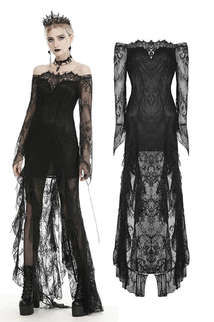 Long Lace Swallow Tail Dress DW460