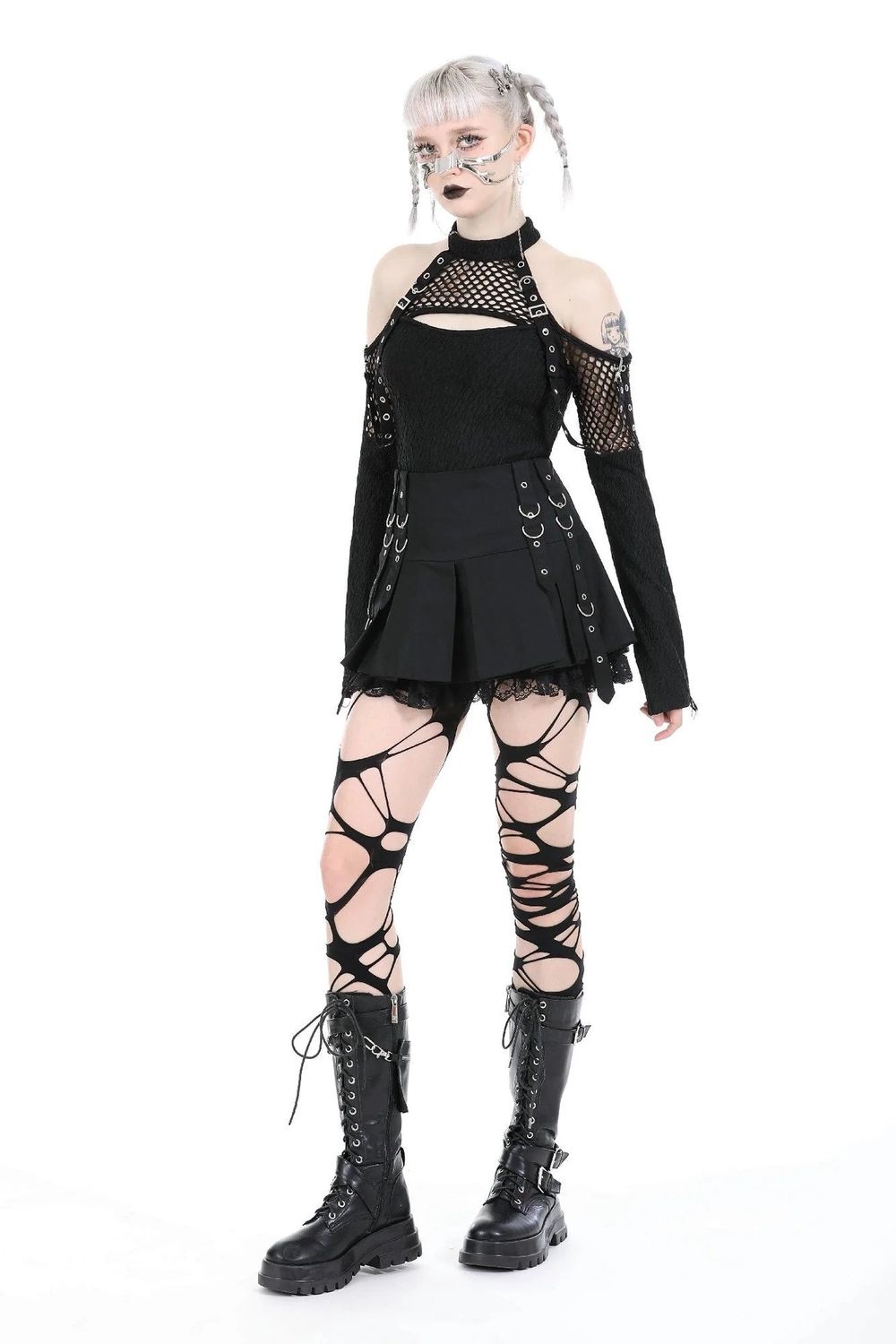 Shoulderless Top With Mesh TW566