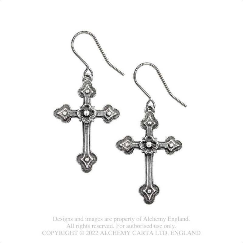 Gothic Devotion Crosses Earrings - [E464]