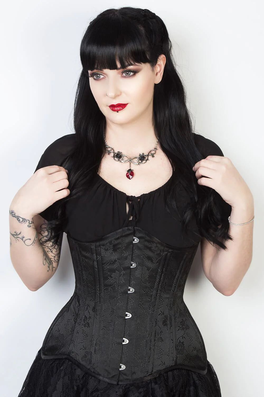 Corset Black Floral [ELC-102] [PLUS]