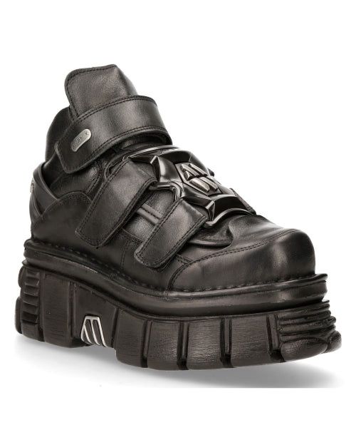 Cyber Metallic Platform Ankle Boot with Velcro Straps - M-285-S37