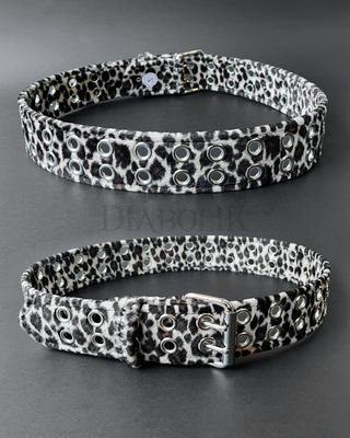 White Leopard Eyelet Belt BT145L-WHT