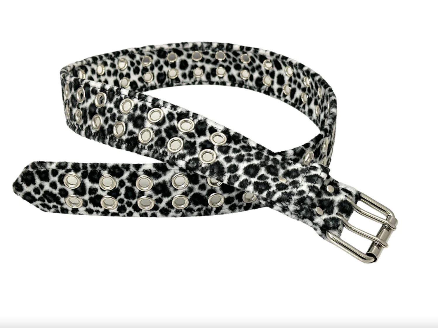 White Leopard Eyelet Belt BT145L-WHT