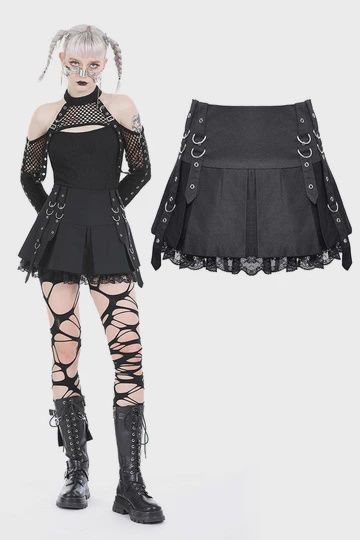 Pleated Skirt with Straps KW333