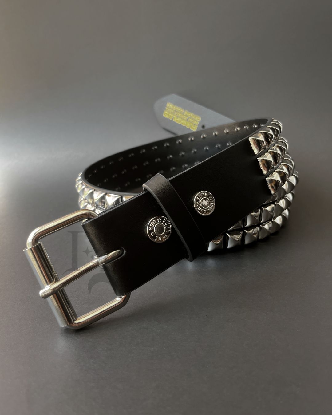 Black Leather Belt with Silver Studs BT104