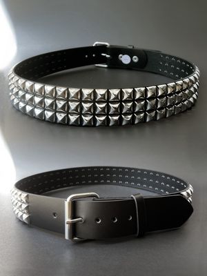 Black Leather Belt with Silver Studs BT104