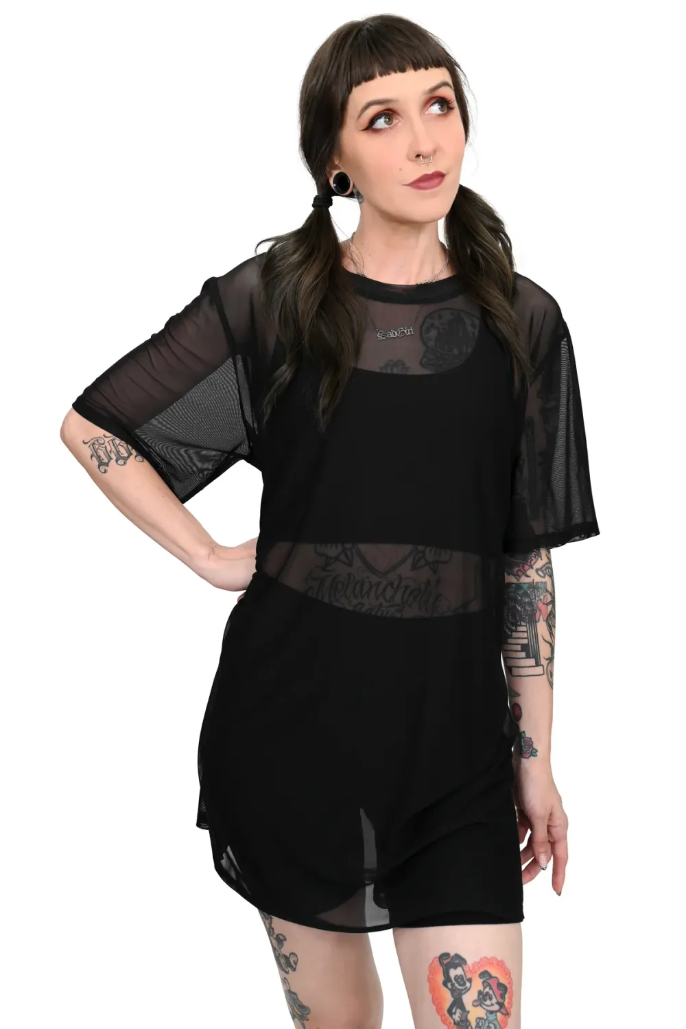 Mesh Oversized Tunic Top