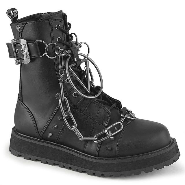 Black Industrial Chain Combat Boots - VAL-204/BVL