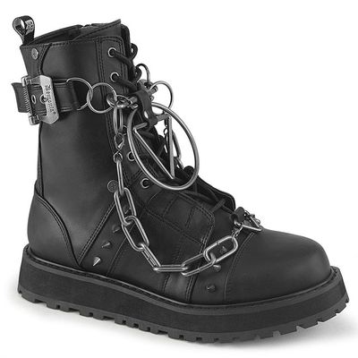 Black Industrial Chain Combat Boots - VAL-204/BVL