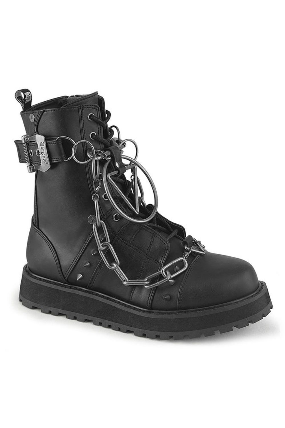 Black Industrial Chain Combat Boots - VAL-204/BVL