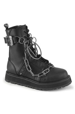 Black Industrial Chain Combat Boots - VAL-204/BVL